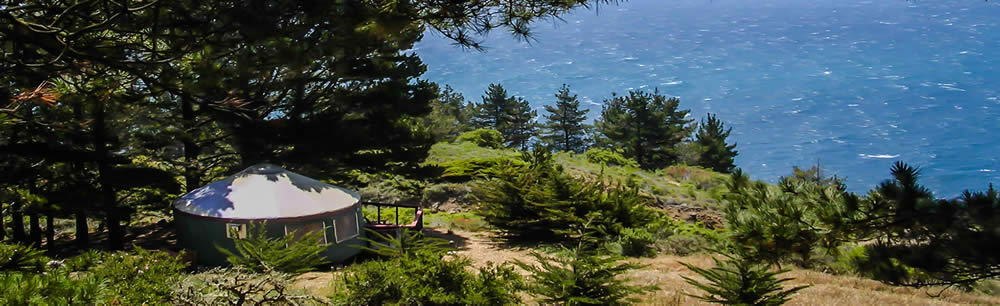 a single yurt in the woods